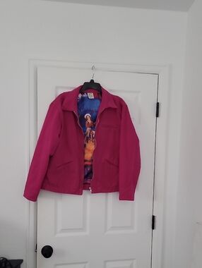 Women's Hot Pink Jean Jacket with Printed Lining